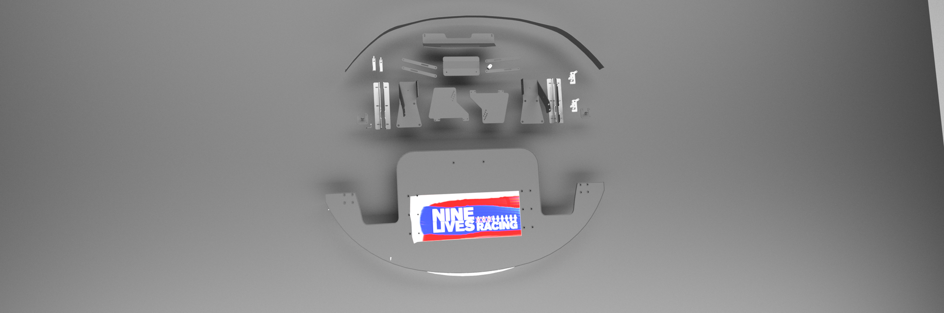 nine lives racing chassis mounted quick disconnect splitter kit overhead shot looking at t all the parts that are include  