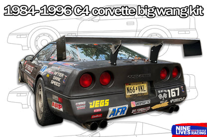 1984-1996 C4 Corvette with 'big wang kit' on a white background