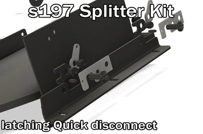 A exploded view of the latches and mounting kit of the nine lives racing S197 splitter mounts on a white background.